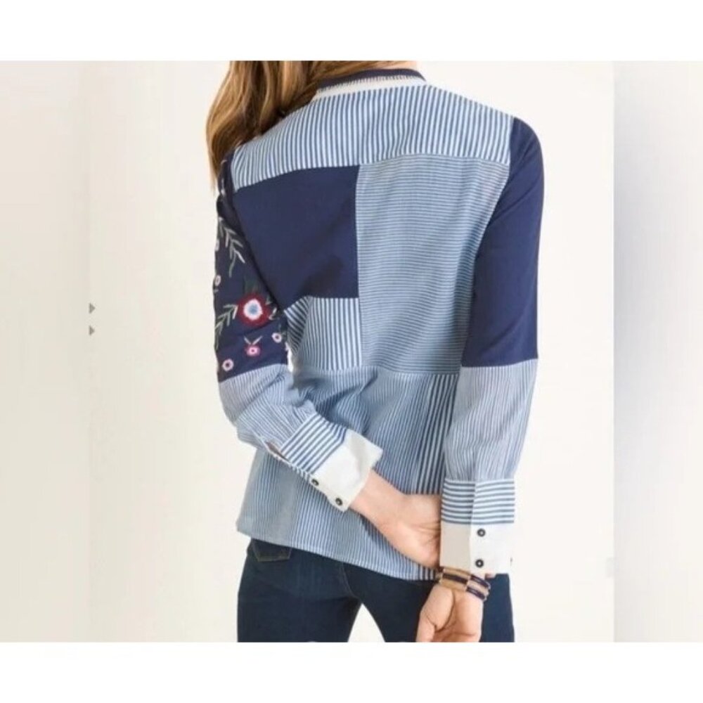 Chico's Patchwork Embroidered Button Blouse Top V… - image 8
